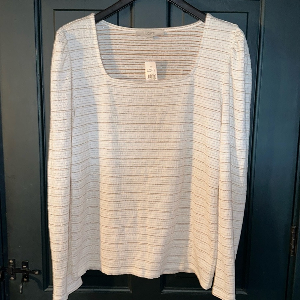 Loft puff shoulder square neck long sleeve t-shirt size XL